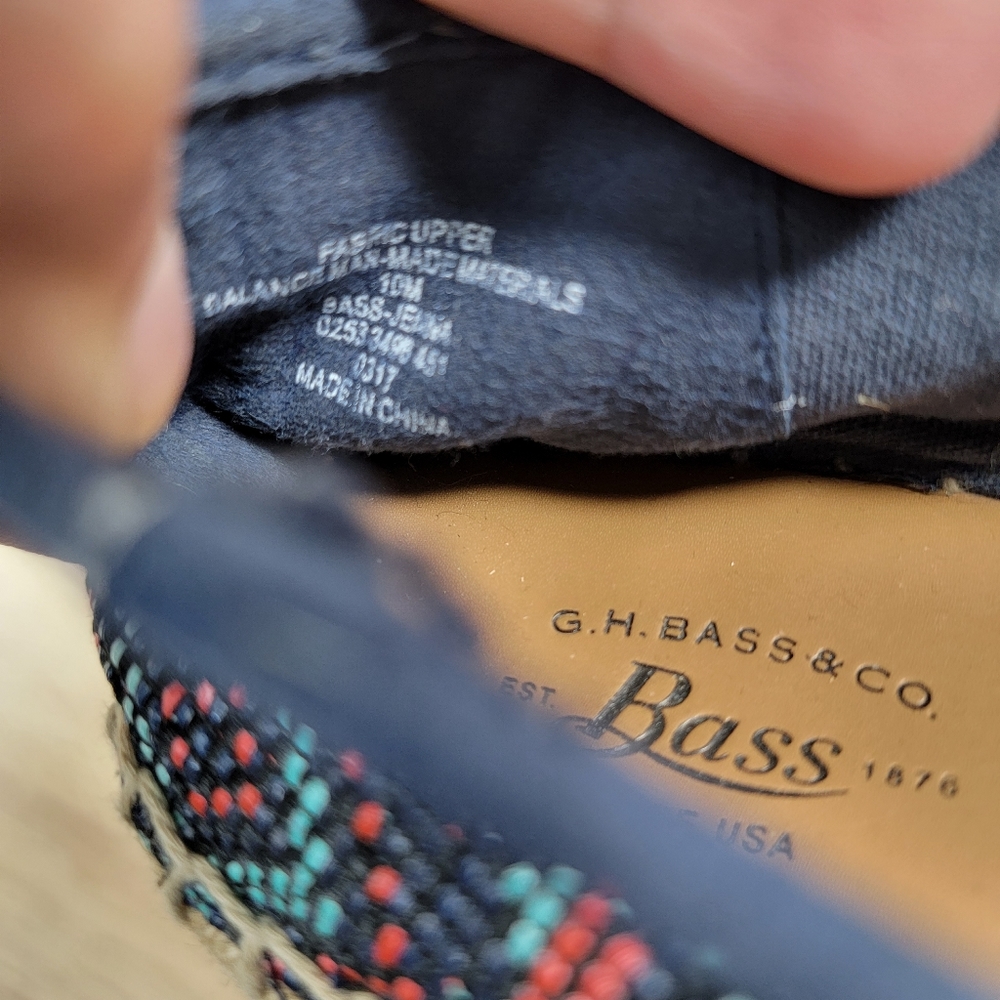 G.H. Bass & Co Jenna Slip on Shoes Navy blue teal coral Aztec design size 10 - Picture 7 of 7